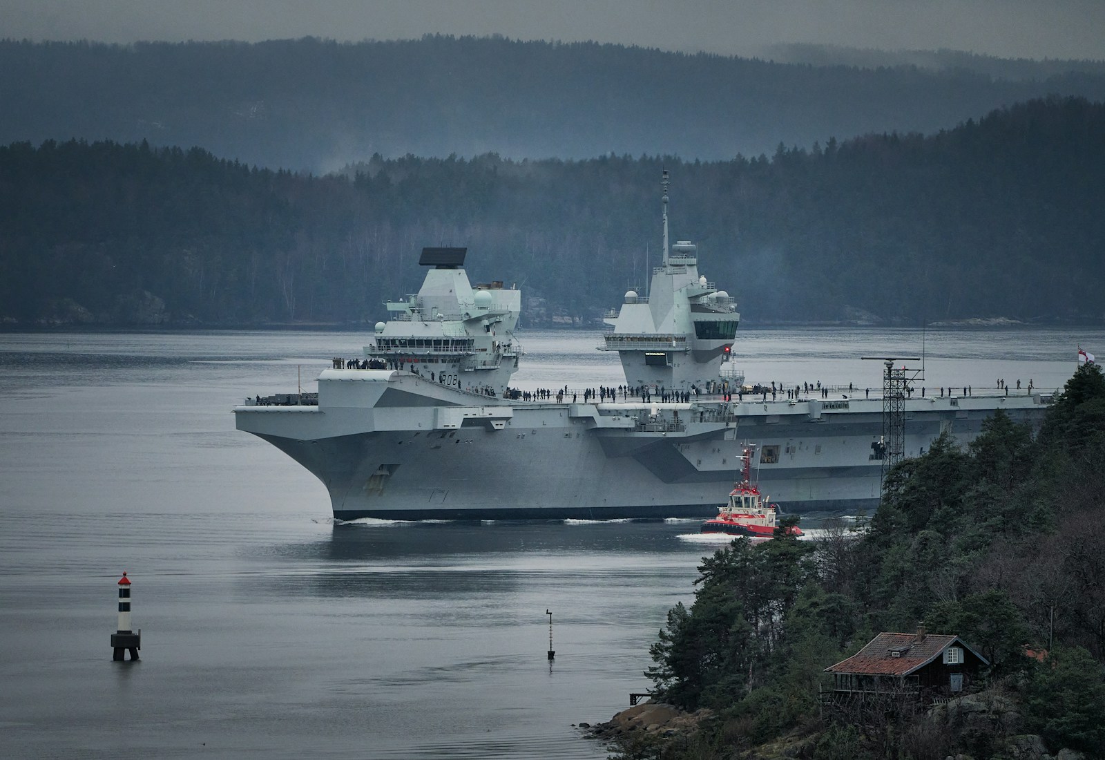 a large ship in the water